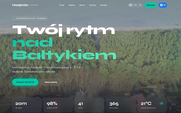 Podgląd strony hacjenda.dfirma.pl — pokoje nad morzem w Dziwnowie